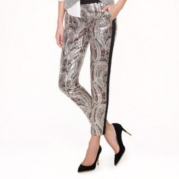 J. Crew Gilded Paisley Jacquard Pant Size 6 Petite - Picture 5 of 5